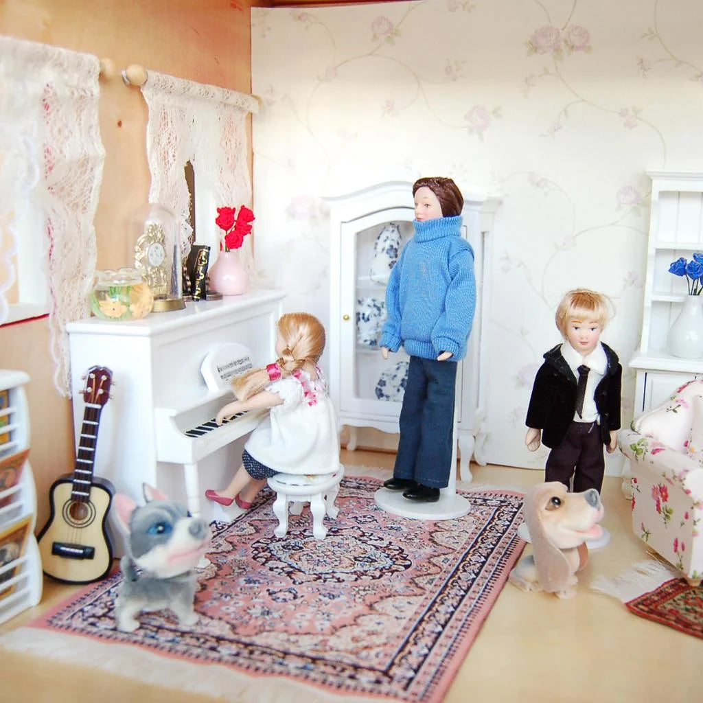 Blue Dollhouse Miniature People Figure with Display Stand J632334