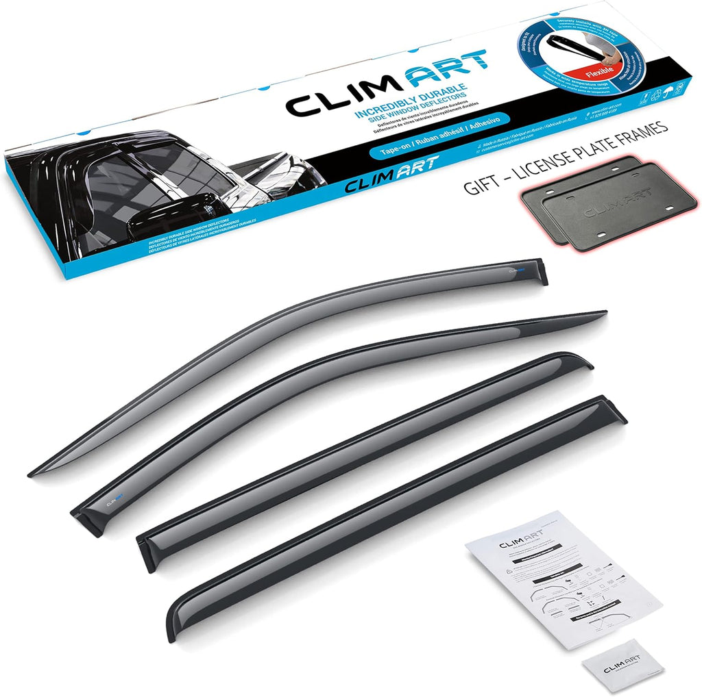 Rain Guards for Chevrolet Silverado GMC Sierra 2500HD Crew Cab, Tape-on Window Deflectors, 4pcs E95948