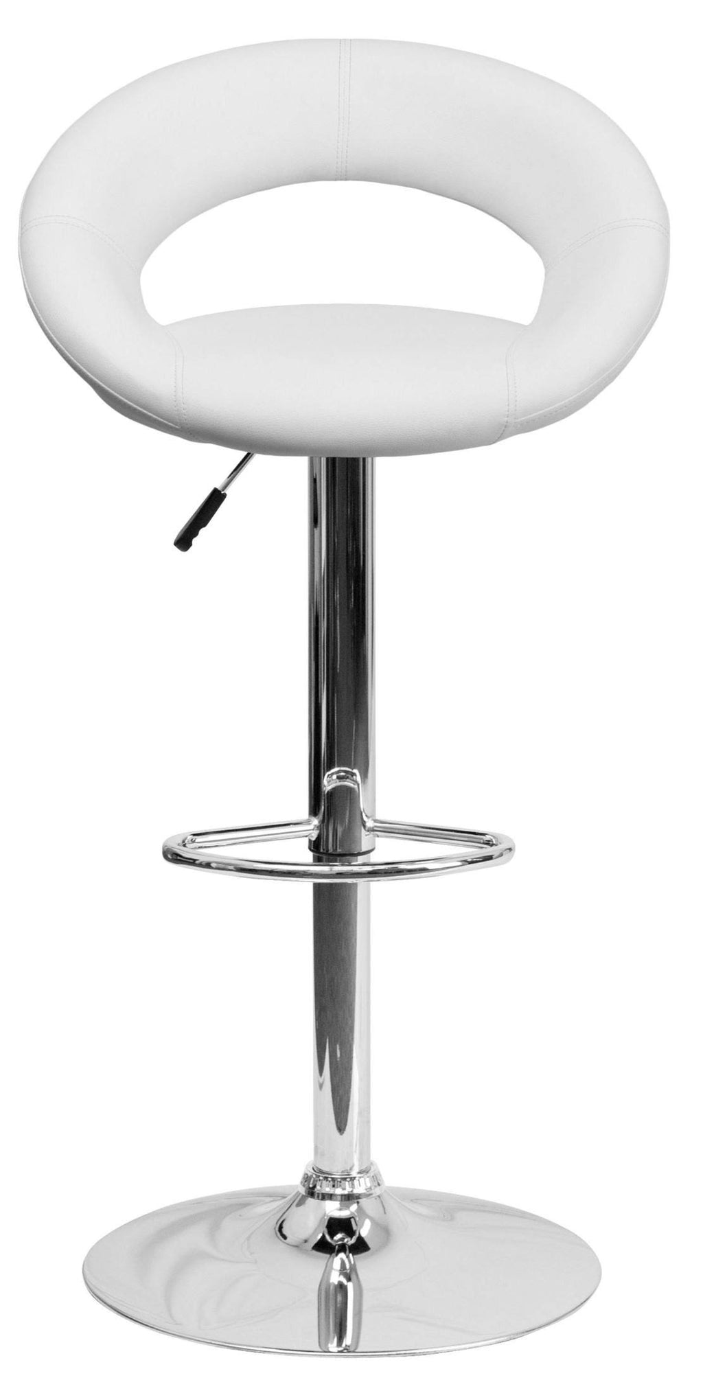 White Vinyl Adjustable Height Barstool with Chrome Base B2170