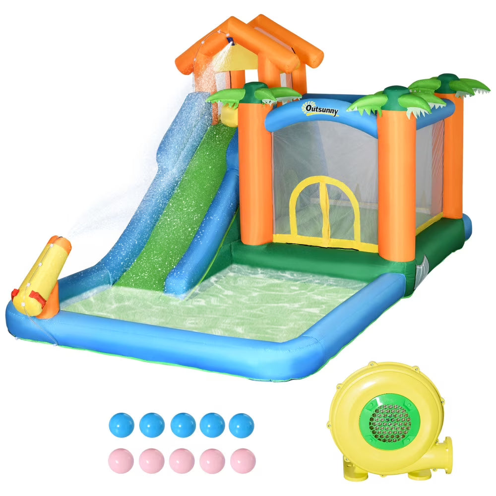 6 in 1 Inflatable Water Slide Jumping Castle with Blower J6644