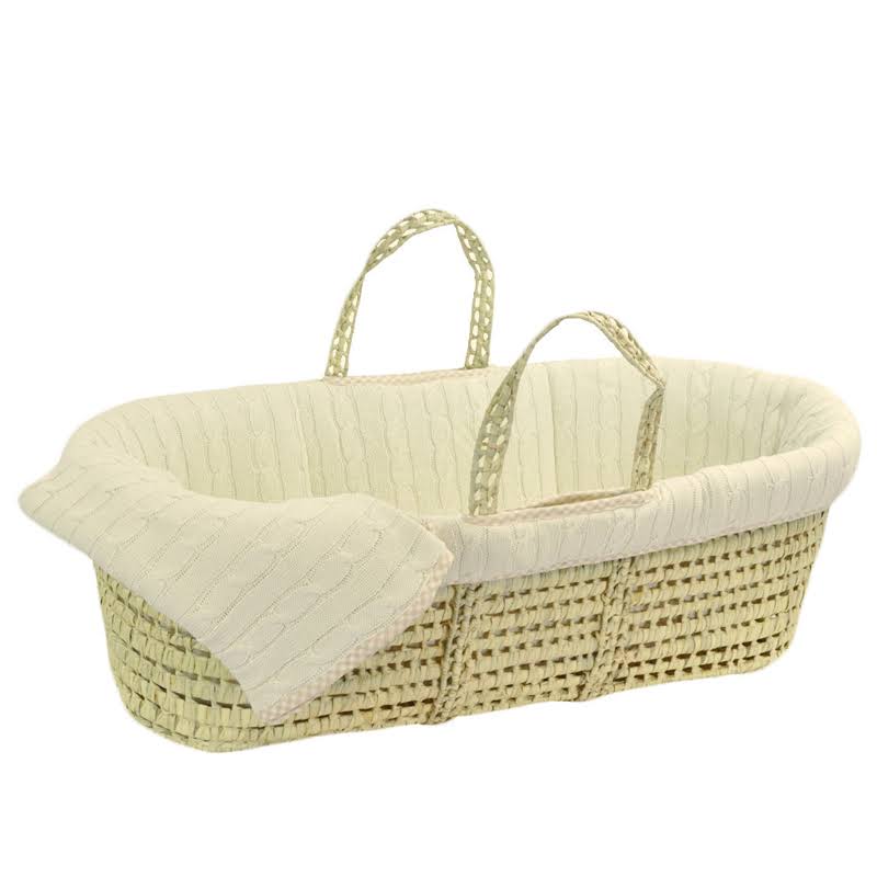 Natural Cable Knit Moses Basket U289