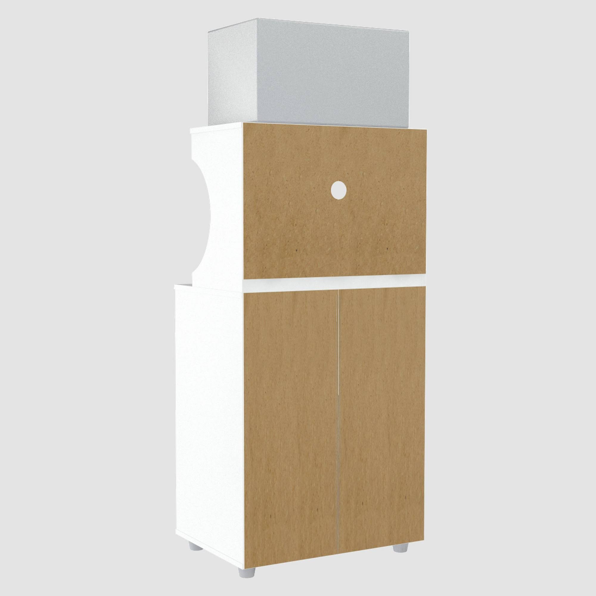 White Galley Kitchen Microwave Storage Cabinet P77908