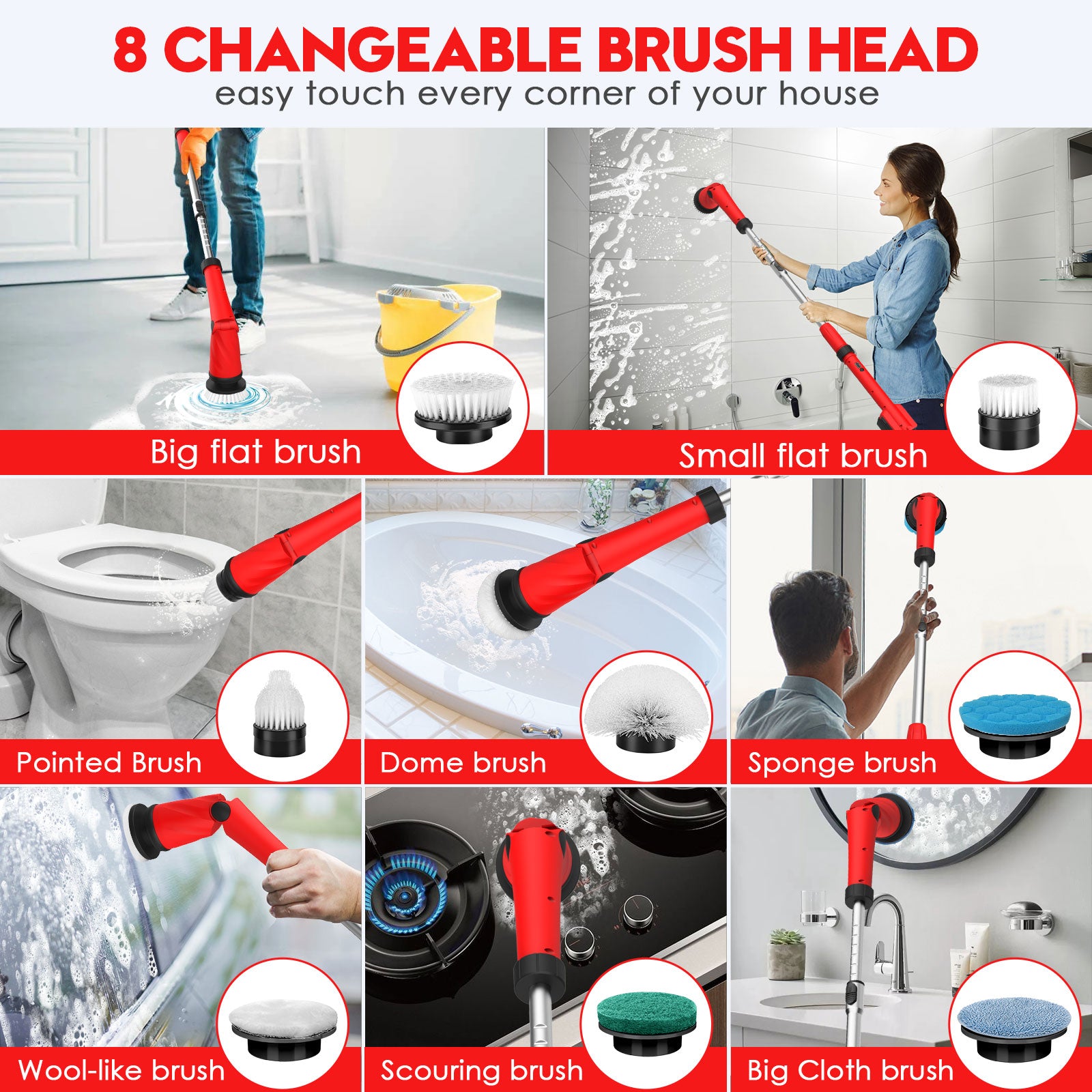 Electric Spin Scrubber with 8 Brushes B8184