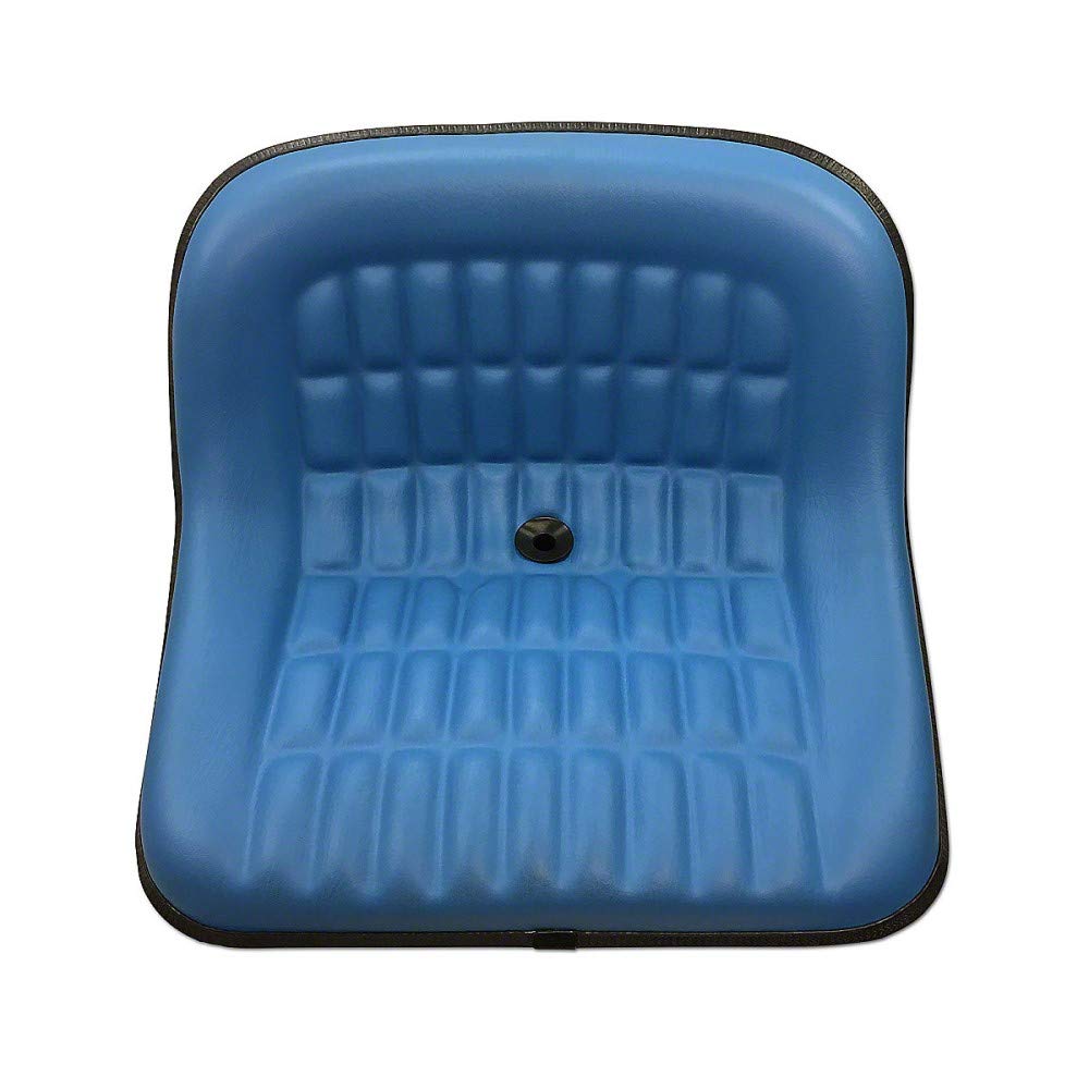 Blue Vinyl 19" Pan Steel Seat with 7" x 2" Back for Tractors S978