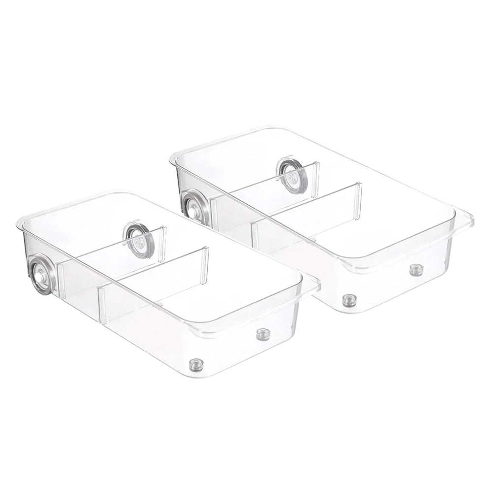 Clear Kitchen Pull Out Refrigerator Drawer Organizer Storage Bins 2 Piece W680508