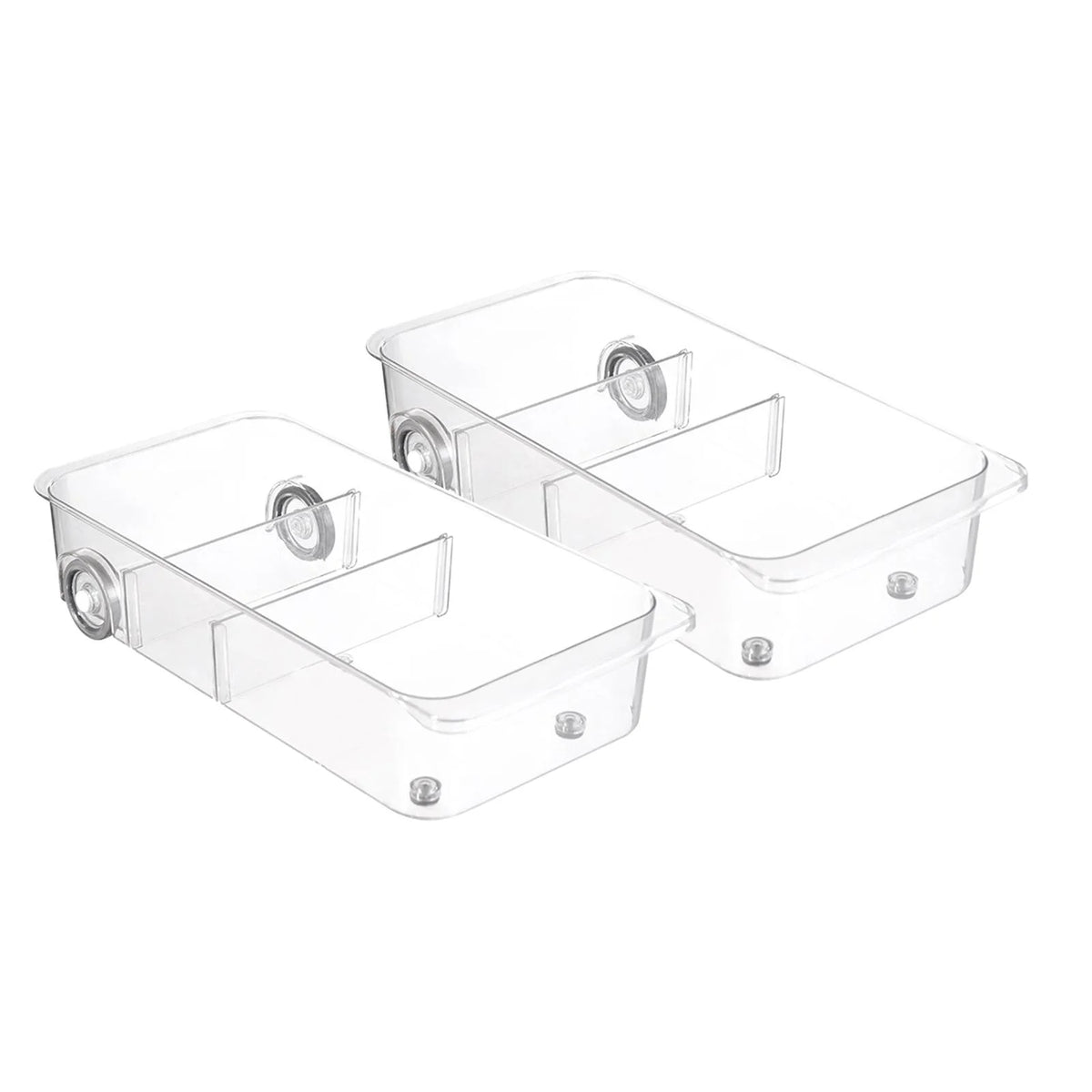 Clear Kitchen Pull Out Refrigerator Drawer Organizer Storage Bins 2 Piece W680508