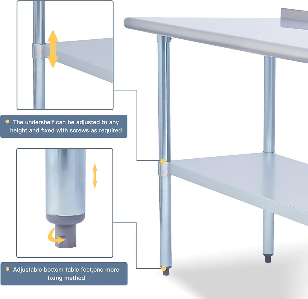 Stainless Steel 24 x 18 Inches Worktable with Backsplash W48072