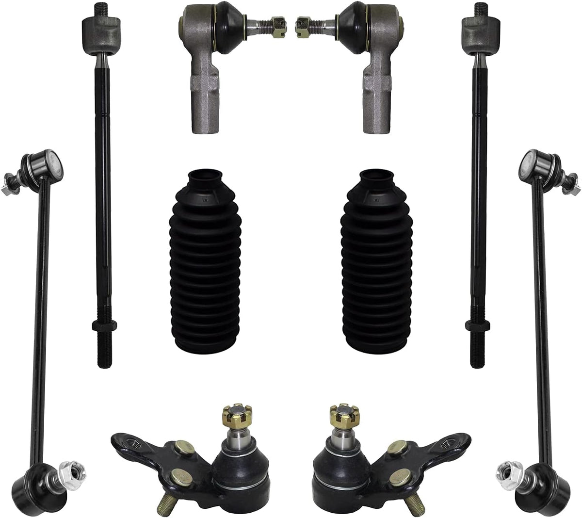 Front Lower Ball Joints + Tie Rods w/Boots + Sway Bars 10pc Set M192979