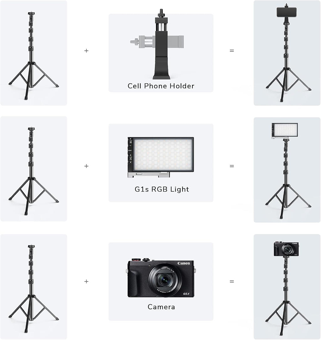 RGB Video Lighting with Portable Tripod Stand, LED Camera Light Kit, 8500K Light Panel with Aluminum Alloy Body L645