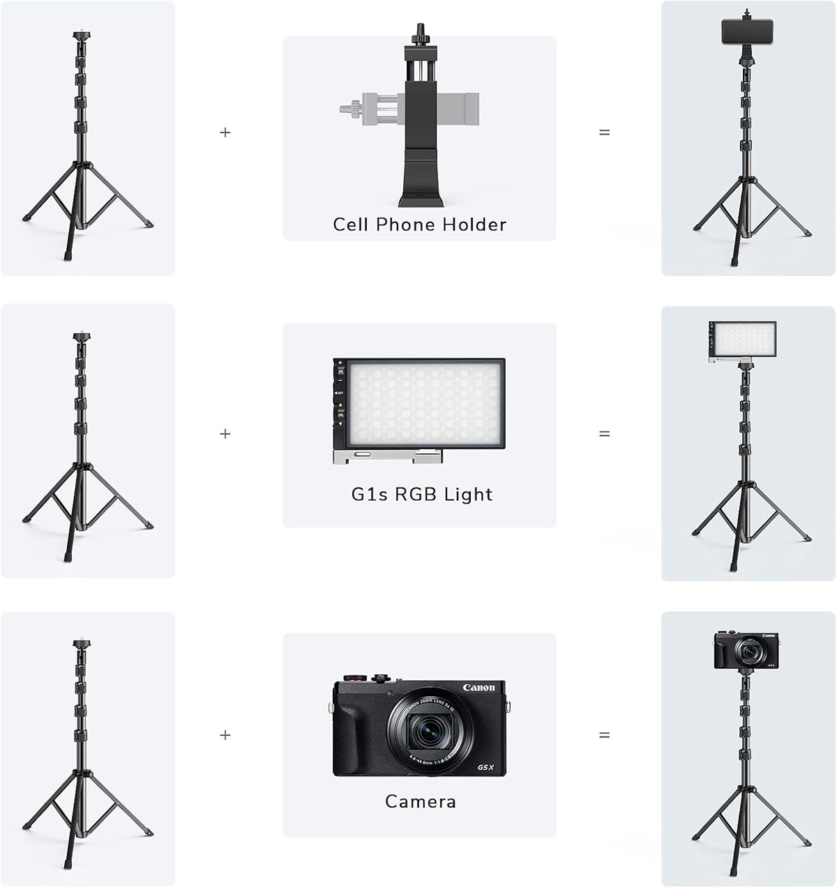 RGB Video Lighting with Portable Tripod Stand, LED Camera Light Kit, 8500K Light Panel with Aluminum Alloy Body L645