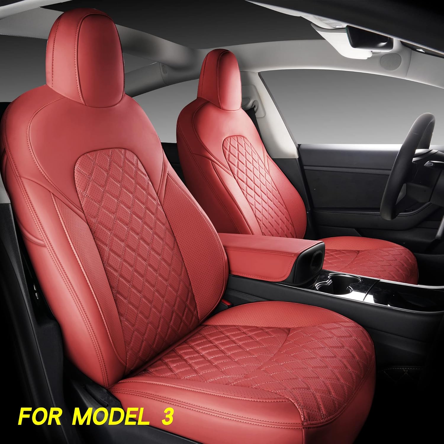 Faux Leather Custom Car Seat Covers Full Set for Tesla Model Y H25551