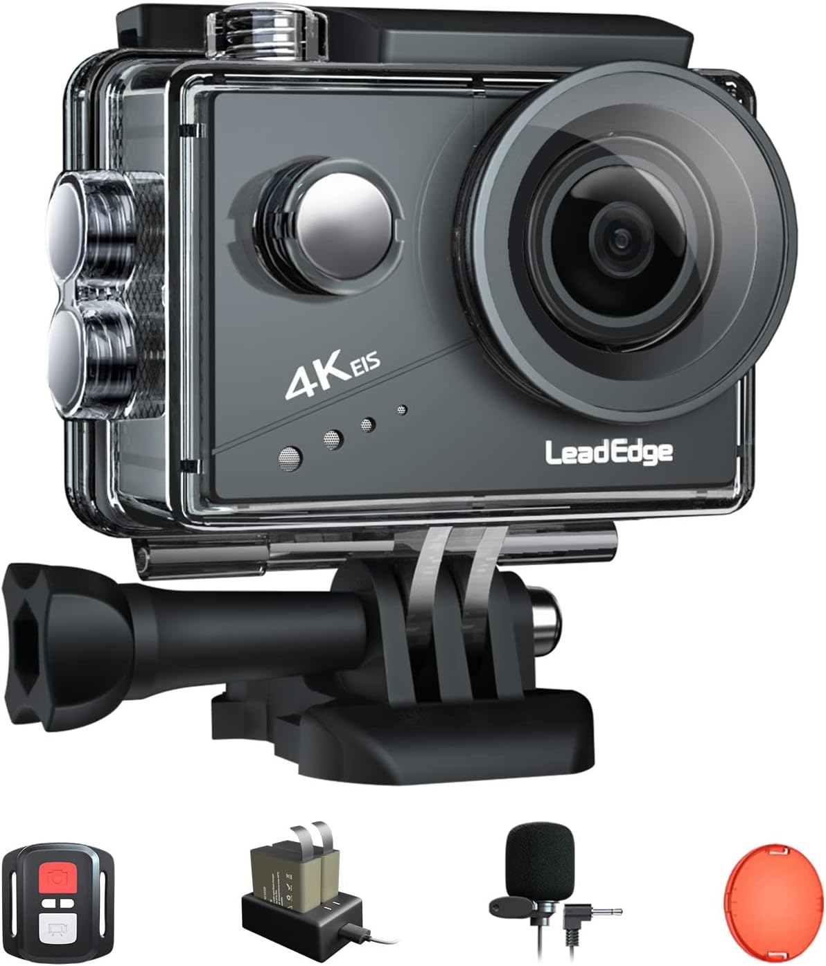 4K EIS Stabilization WiFi 20MP Waterproof Sports Camera Underwater DV Ultra HD 131ft Diving Remote Control External MIC 2x1050mAh Batteries S7862