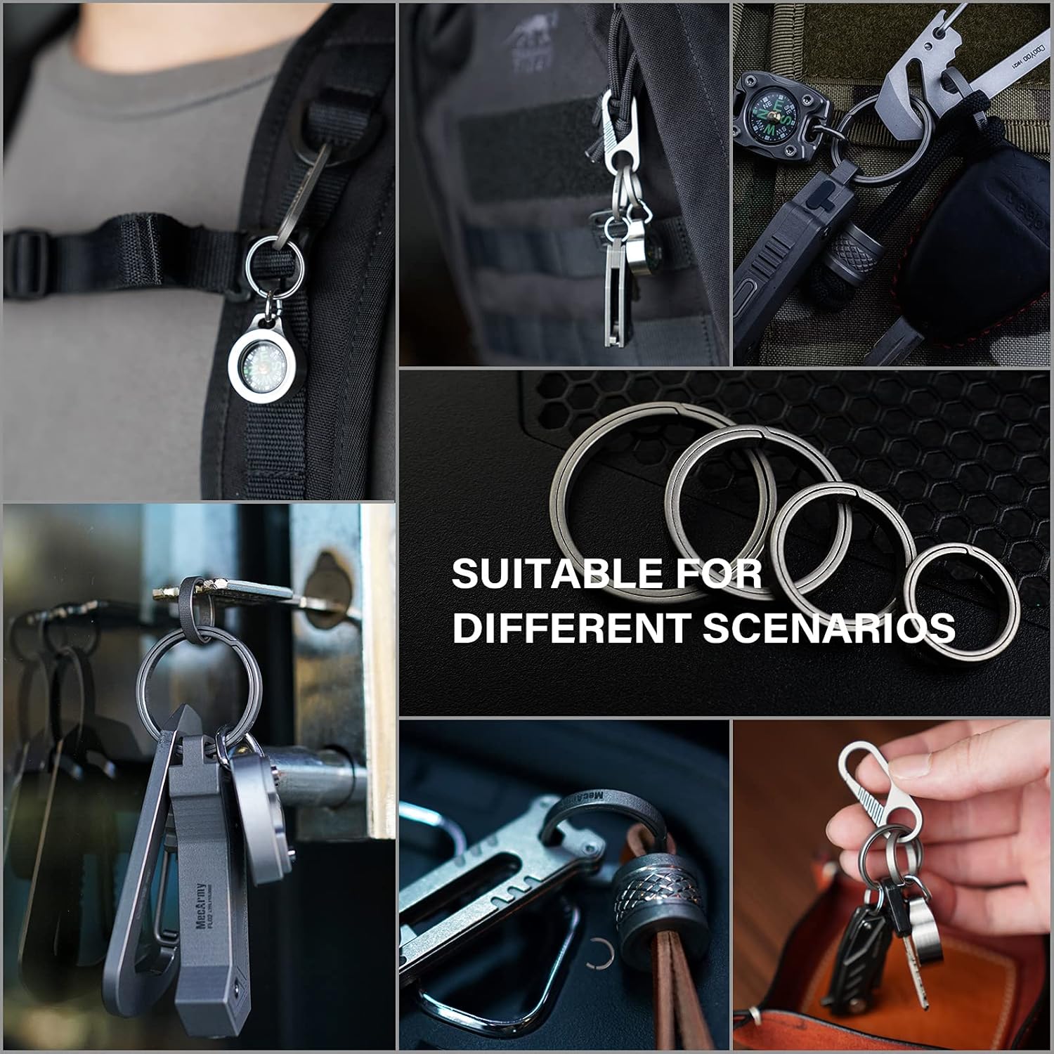 Titanium Keyring Key Chain Key Rings Holder Split Rings 4-Pack X3396