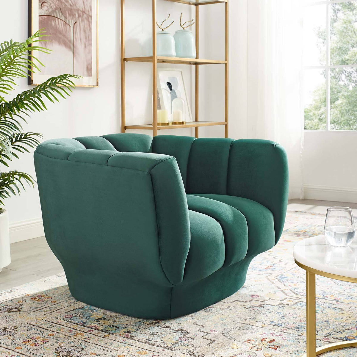 Green Performance Velvet Armchair S9454