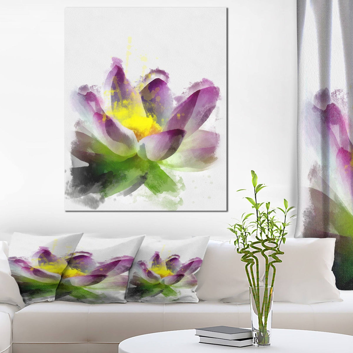 Purple Lotus Flower Canvas Art Print W3880