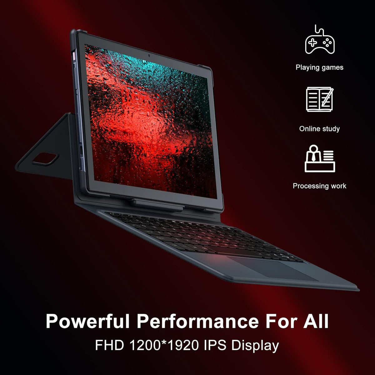 10 inch Android Tablet with Keyboard, 4GB RAM 64GB ROM, 6000MAH Pack of 2 H627