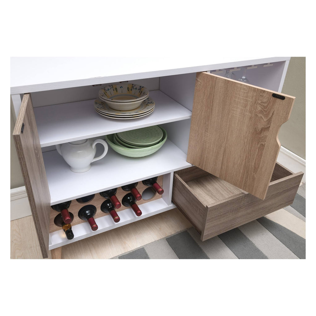 Glossy White and Weathered Sand Buffet K13515