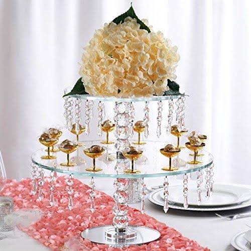 16x22 Round Crystal Glass Wedding Cake Riser Stand A90065