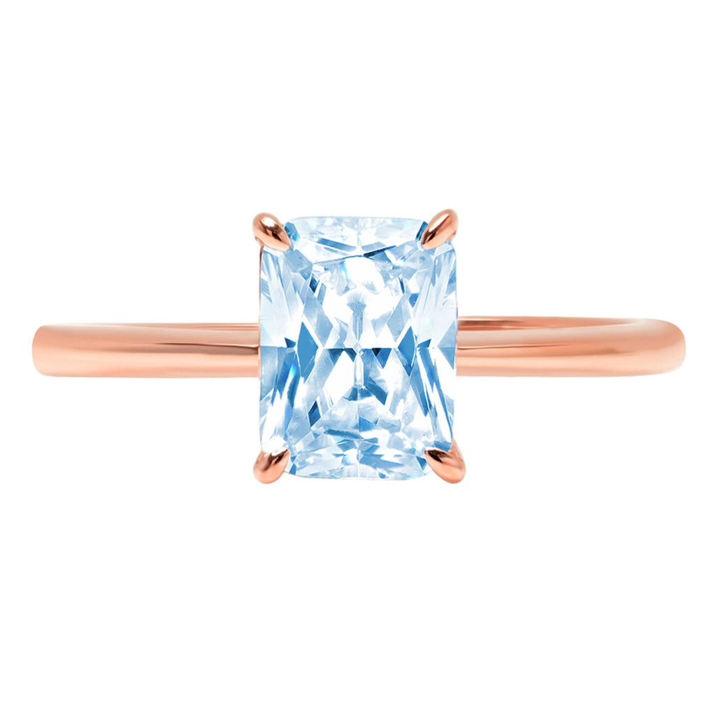 14k Rose Gold Swiss Blue Topaz Engagement Ring Size 8.75 I16976