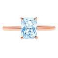 14k Rose Gold Swiss Blue Topaz Engagement Ring Size 8.75 I16976