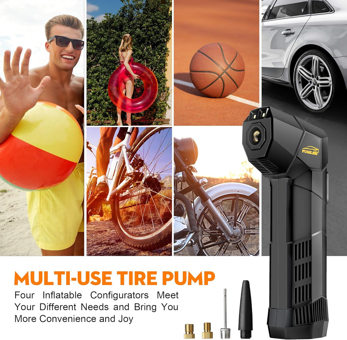 Electric Handheld Tire Inflator, 6000mAh Rechargeable Cordless Bike Pump, Digital Display, Pack of 2 X423