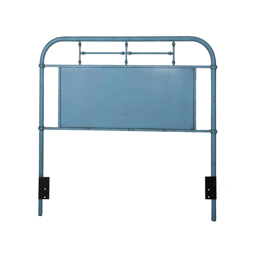 Distressed Blue Full Metal Headboard K258
