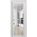 Solid French Door Clear Glass 12 lites White Silk Single Regular Panel Frame Trims Handle Z725646