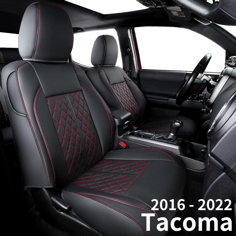 Black & Red Water Proof Faux Leather Seat Covers I41456