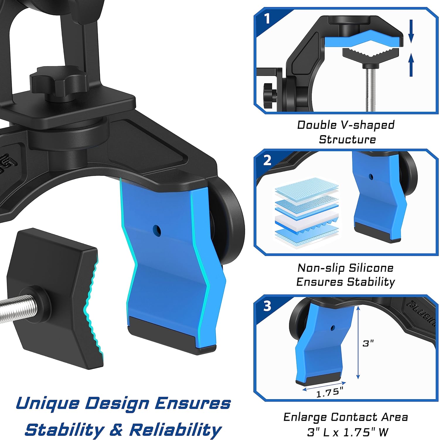 Fishing Rod Holder for Boat, Dual V-shaped Design, 360 Degree Adjustable H369