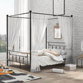 Black Queen Size Metal Canopy Bed with Headboard S165