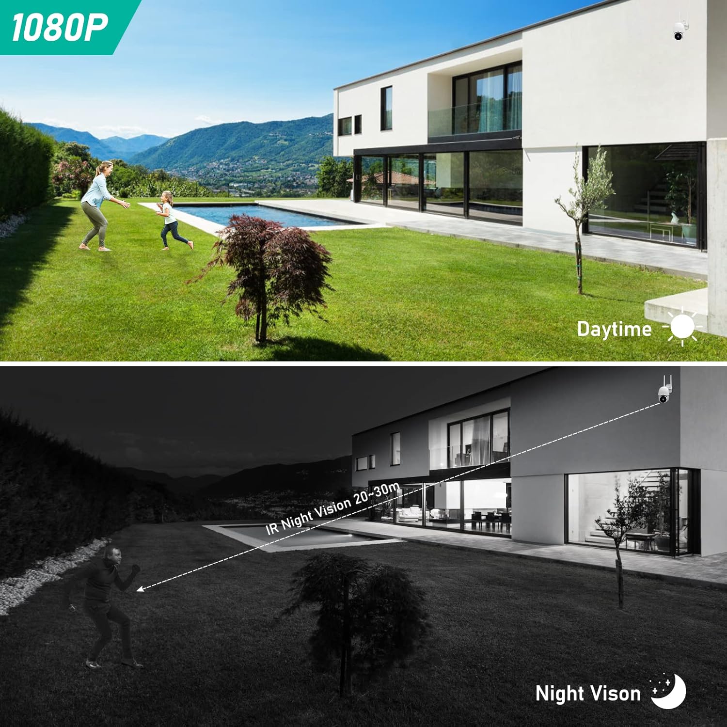 1080P WiFi Security Camera Outdoor with Night Vision Q170