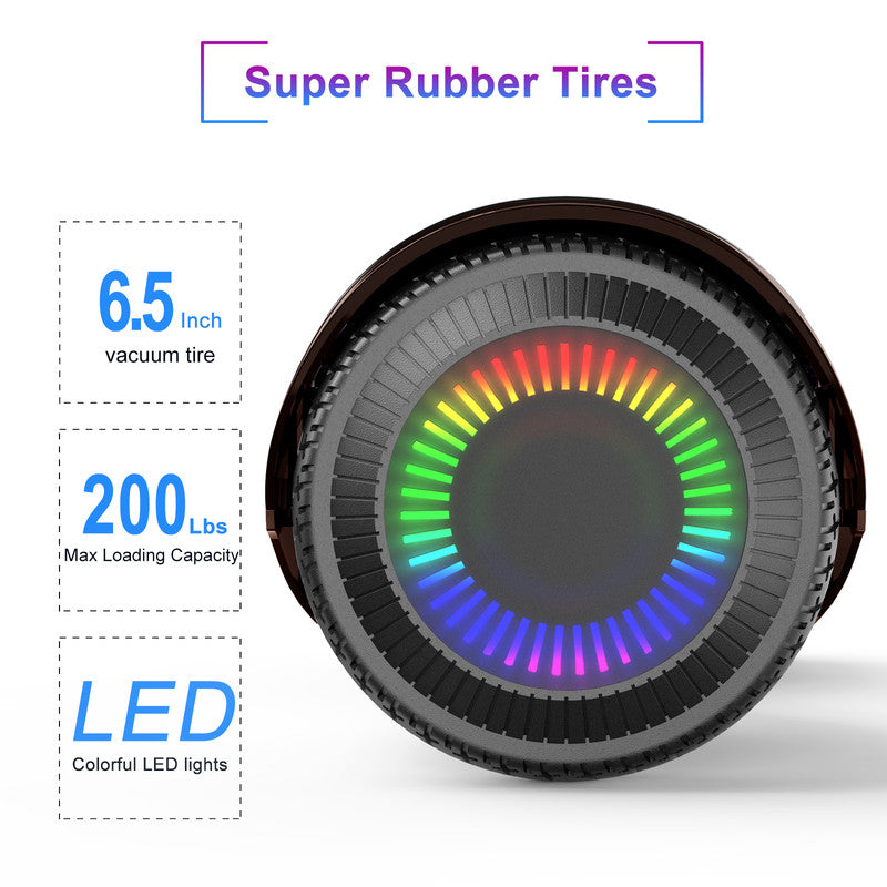 6.5 inch Self Balancing 2 Wheel Hoverboard with LED Lights, Plating Black H911225