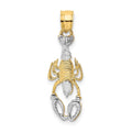 14k Two Tone Solid Polished Gold Lobster Pendant Necklace G275270