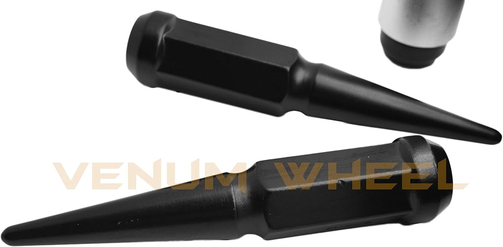 20 Pc Black Solid Spike Metal Lug Nuts with 1 Key D73263