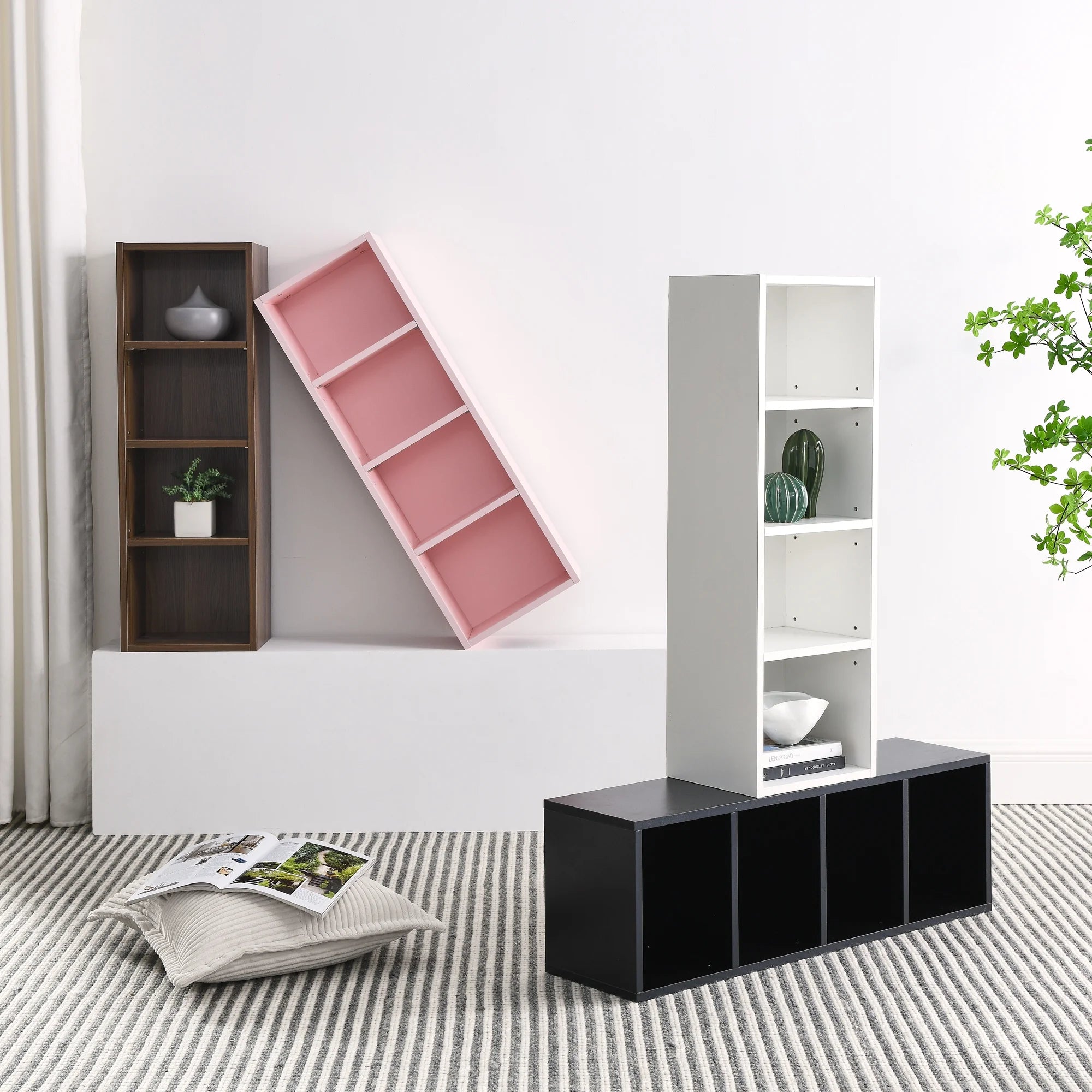 8-Tier Media Tower Rack Storage Cabinet with Adjustable Shelves N445