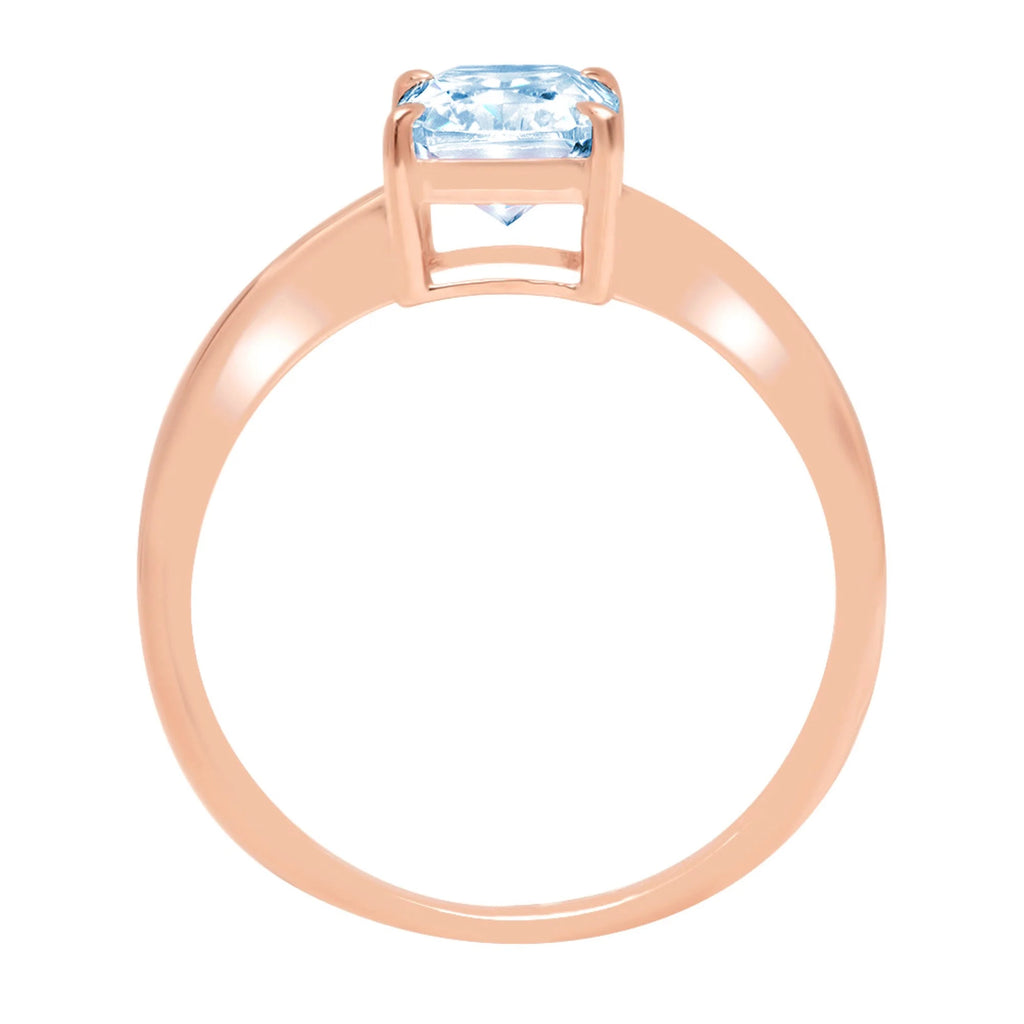 14k Rose Gold Swiss Blue Topaz Engagement Ring Size 8.75 I16976