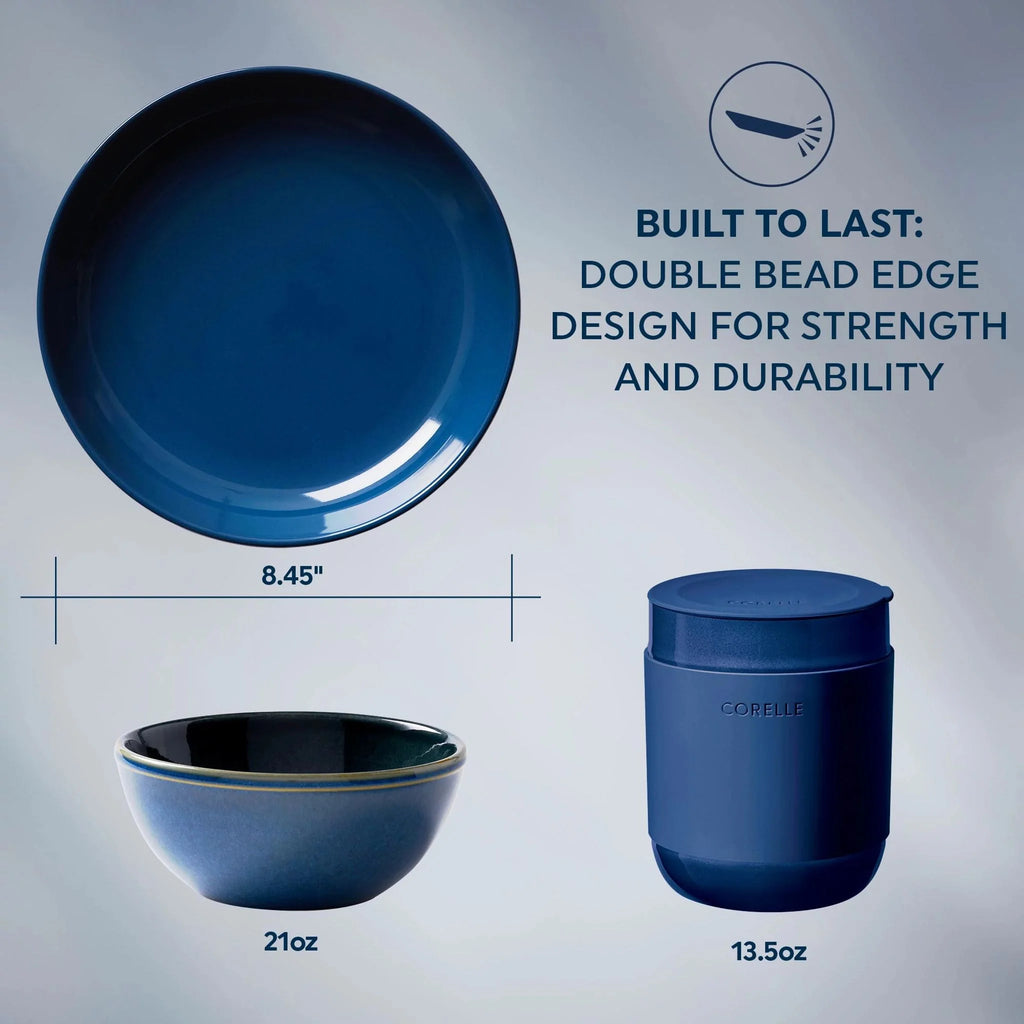 16-piece Stoneware Dinnerware Set, Navy L267469