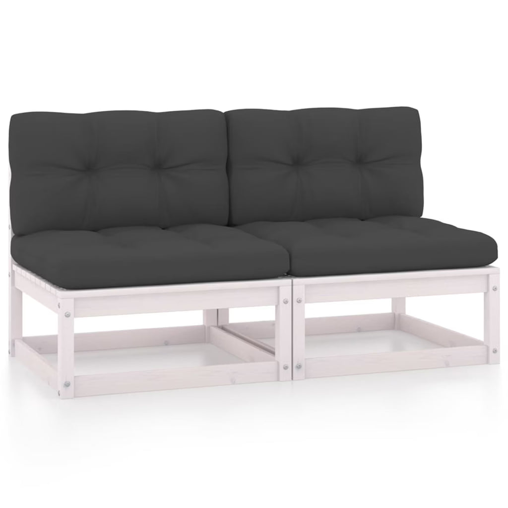 Patio Sofa Set with Anthracite Cushions White Pinewood Outdoor Furniture L717084