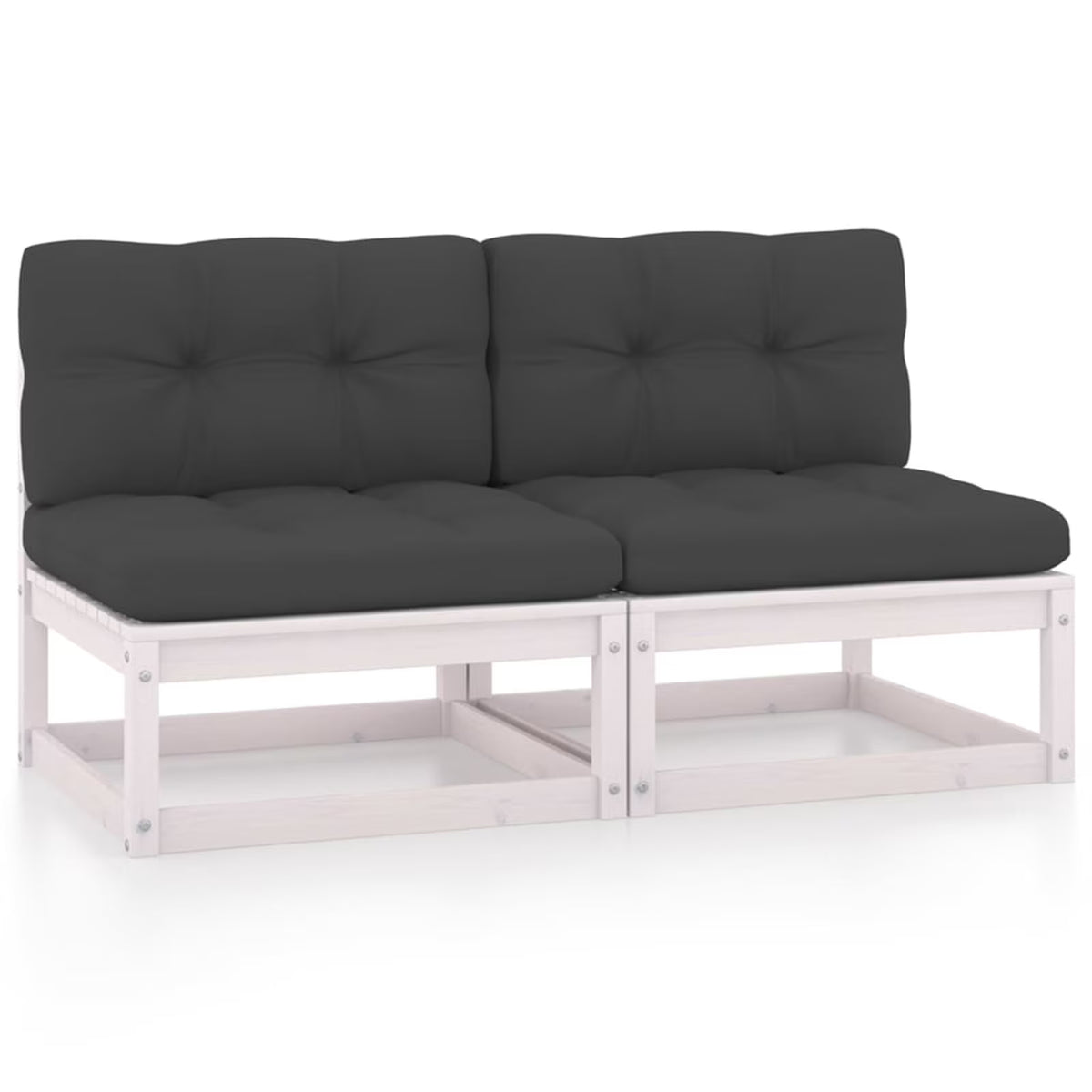 Patio Sofa Set with Anthracite Cushions White Pinewood Outdoor Furniture L717084