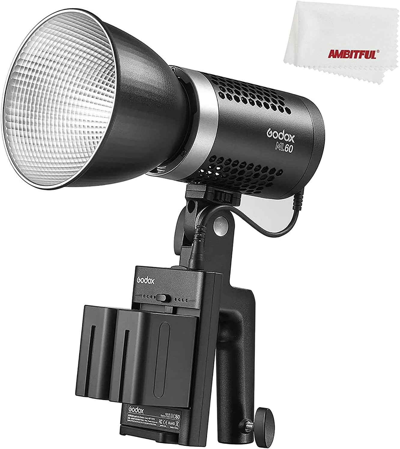 60W LED Light Portable with 2X Battery and Carry Bag D39922