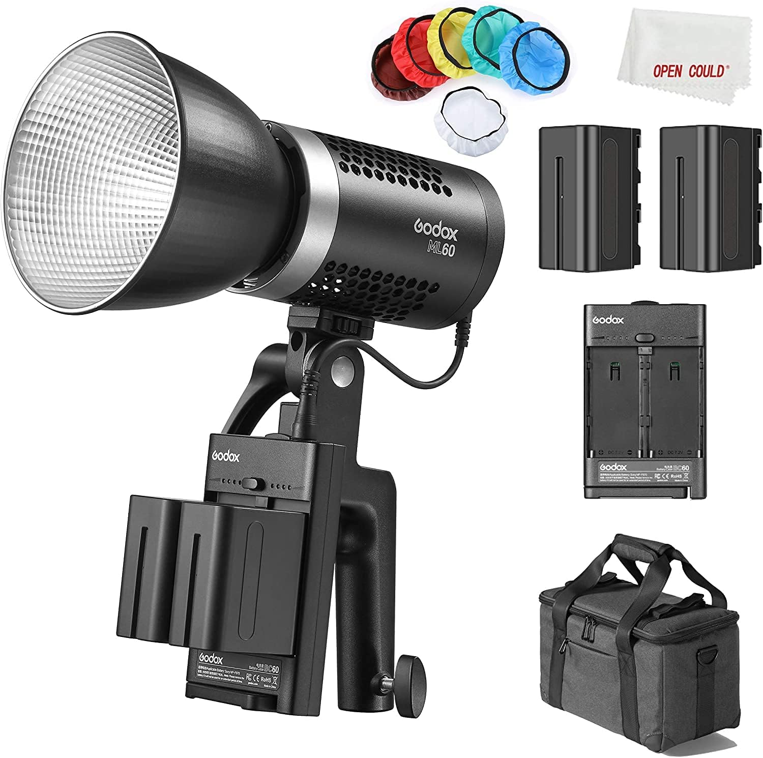 60W LED Light Portable with 2X Battery and Carry Bag D39922