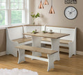 Breakfast Nook with Table and Bench, Driftwood and White Finish D3313