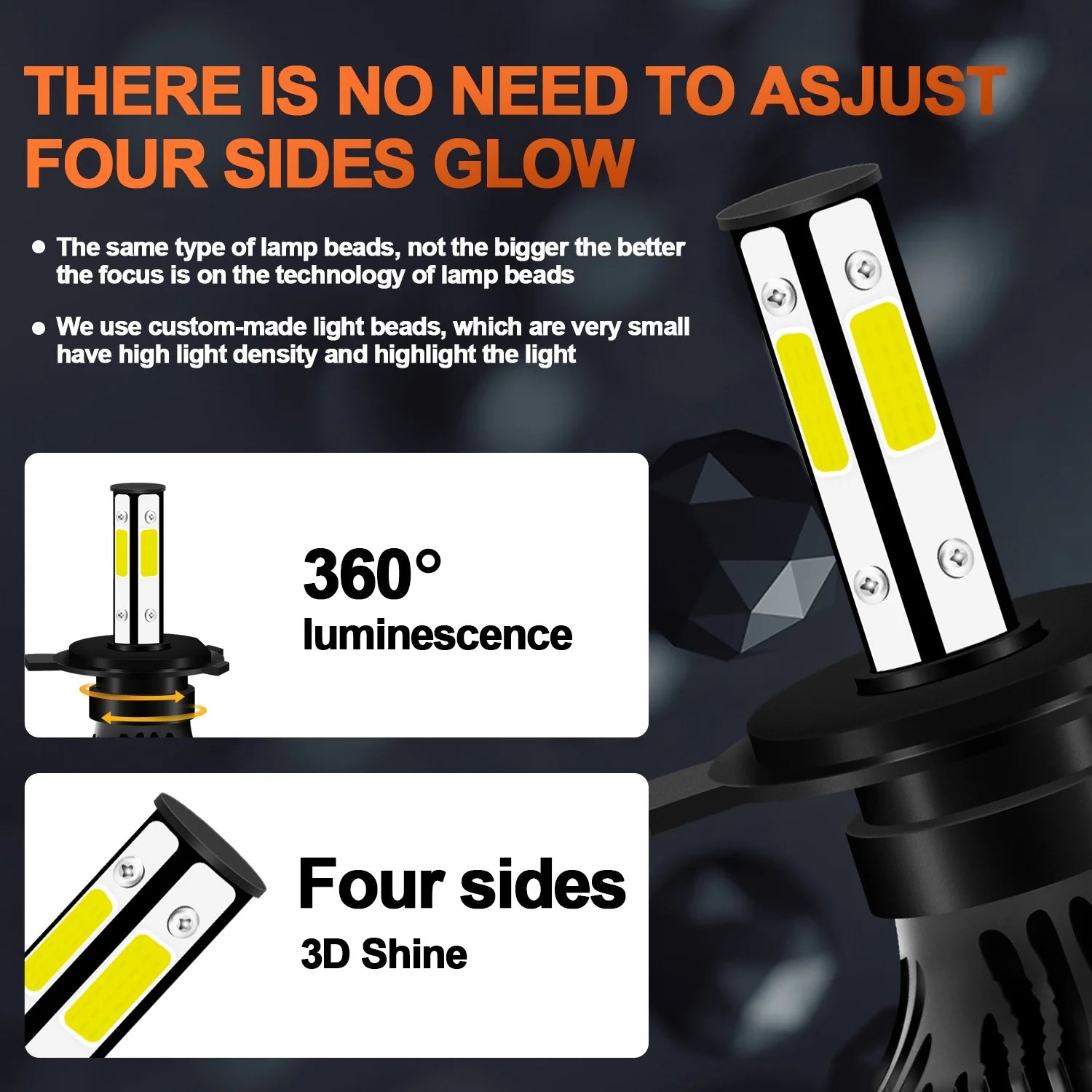 LED Headlight Bulbs 4pcs Z830