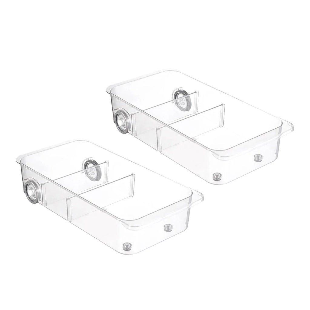 Clear Kitchen Pull Out Refrigerator Drawer Organizer Storage Bins 2 Piece W680508