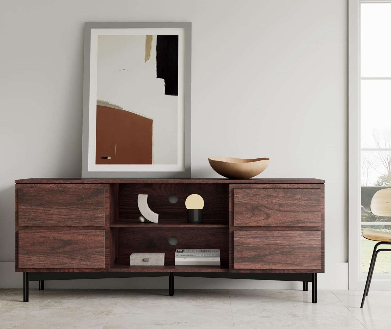 Rustic Walnut Wood TV Stand B74425