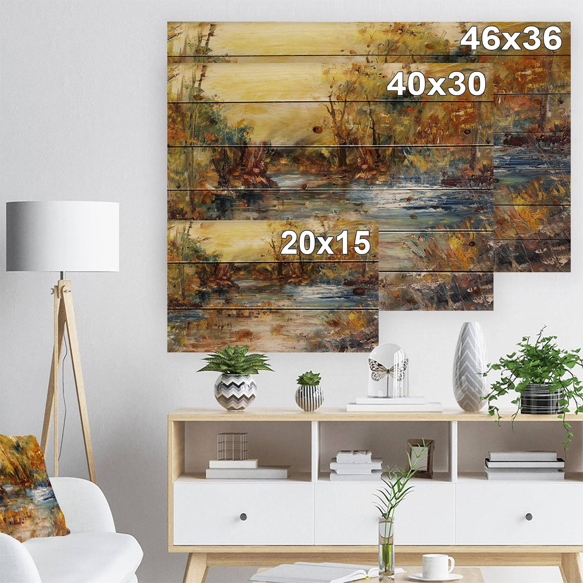 Natural Pine Wood Landscape Print - Multi-Color - 40 in. x 30 in. L16037