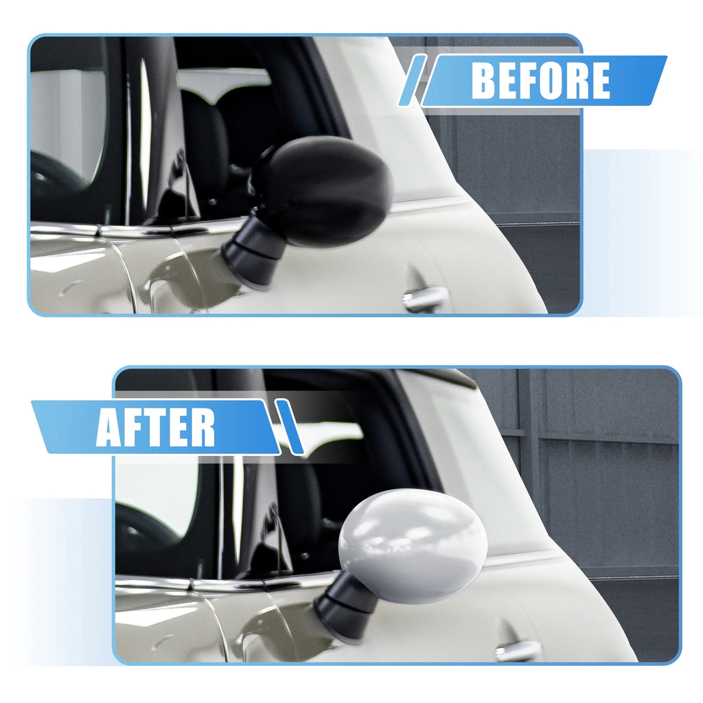 White Exterior Rear View Mirror Cover with Induction Hole J116355
