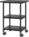 Industrial Printer Stand, 3-Tier Machine Cart with Wheels and Adjustable Table Top, Rustic Brown and Black F972