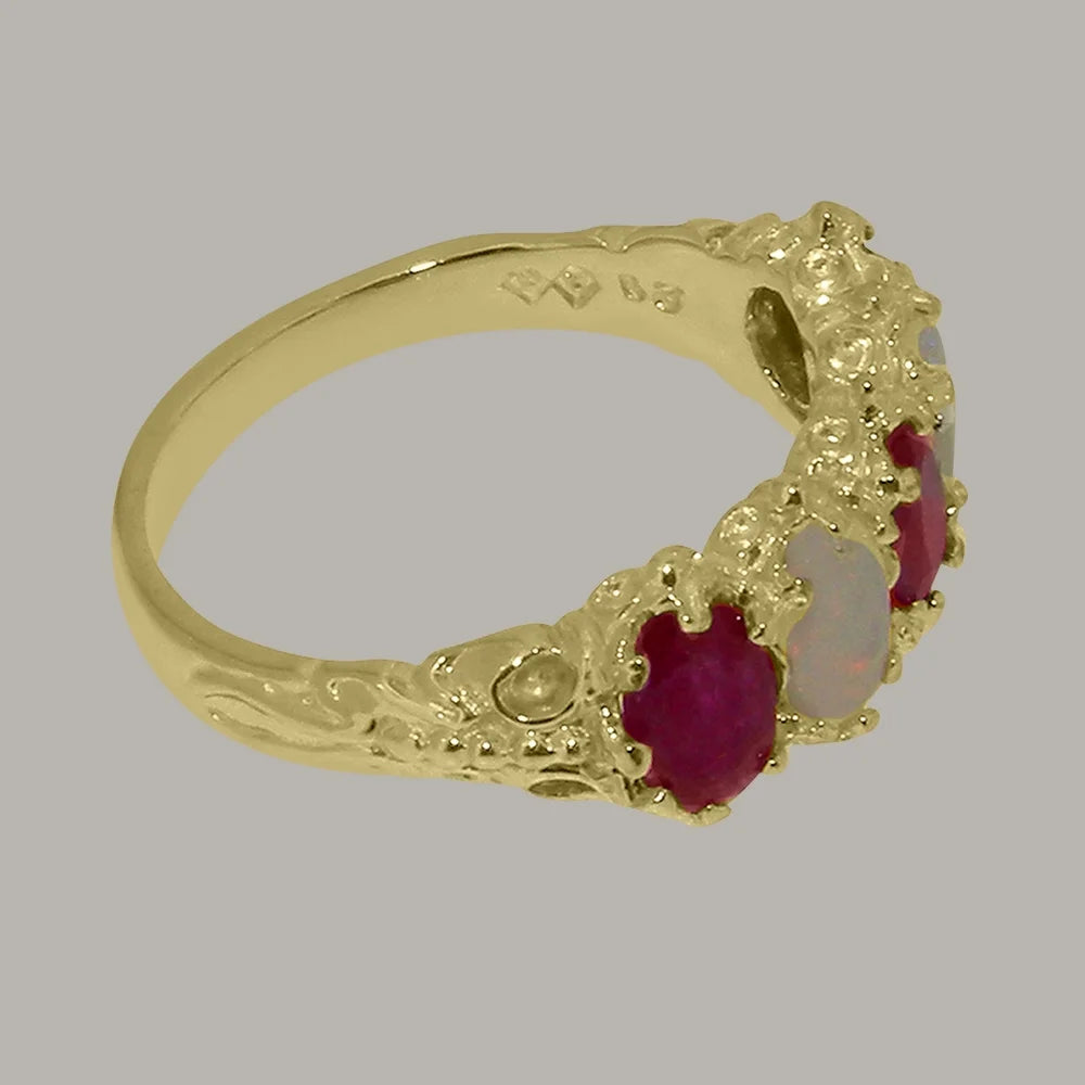 10k Yellow Gold Ruby Opal Eternity Ring E12269