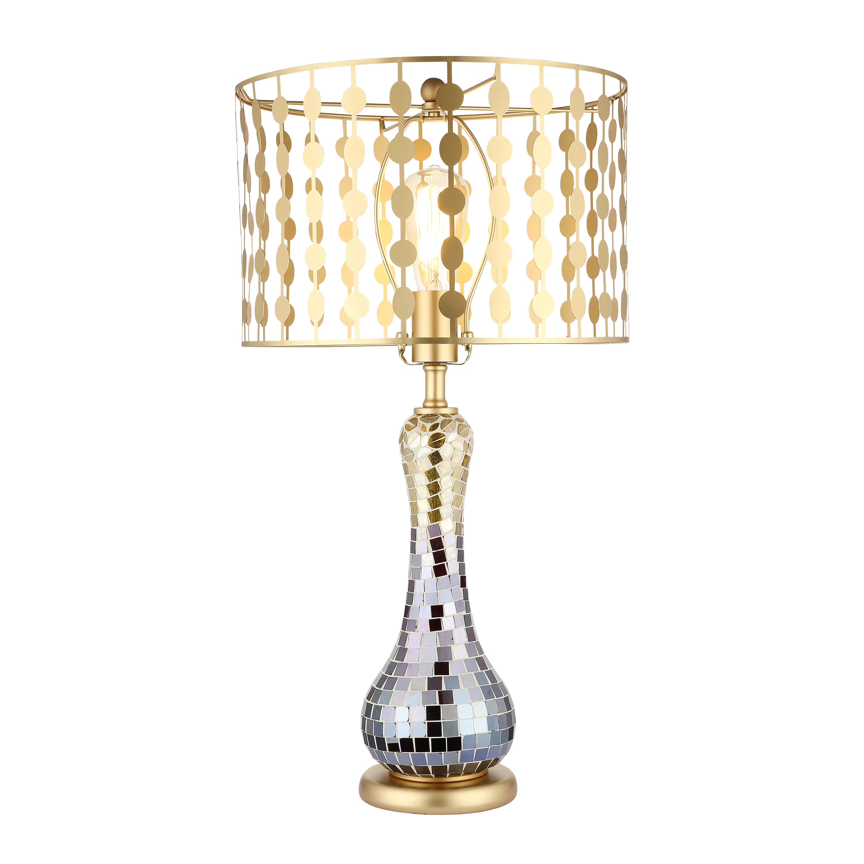 Silver and Gold Mirror Mosaic Table Lamp U133